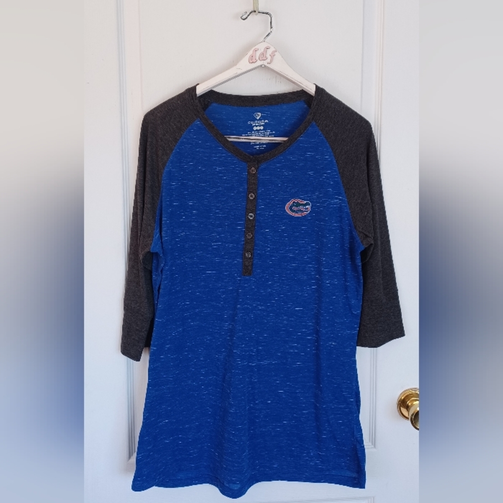Women's Colosseum Florida Gators Split 3/4-Sleeve Raglan Henley T-Shirt XXL